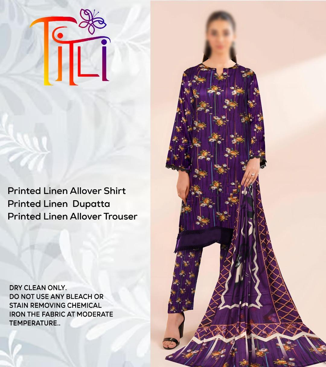 3 Pcs Women's Unstitched Linen Digital Print Suit (Bold Magenta).
