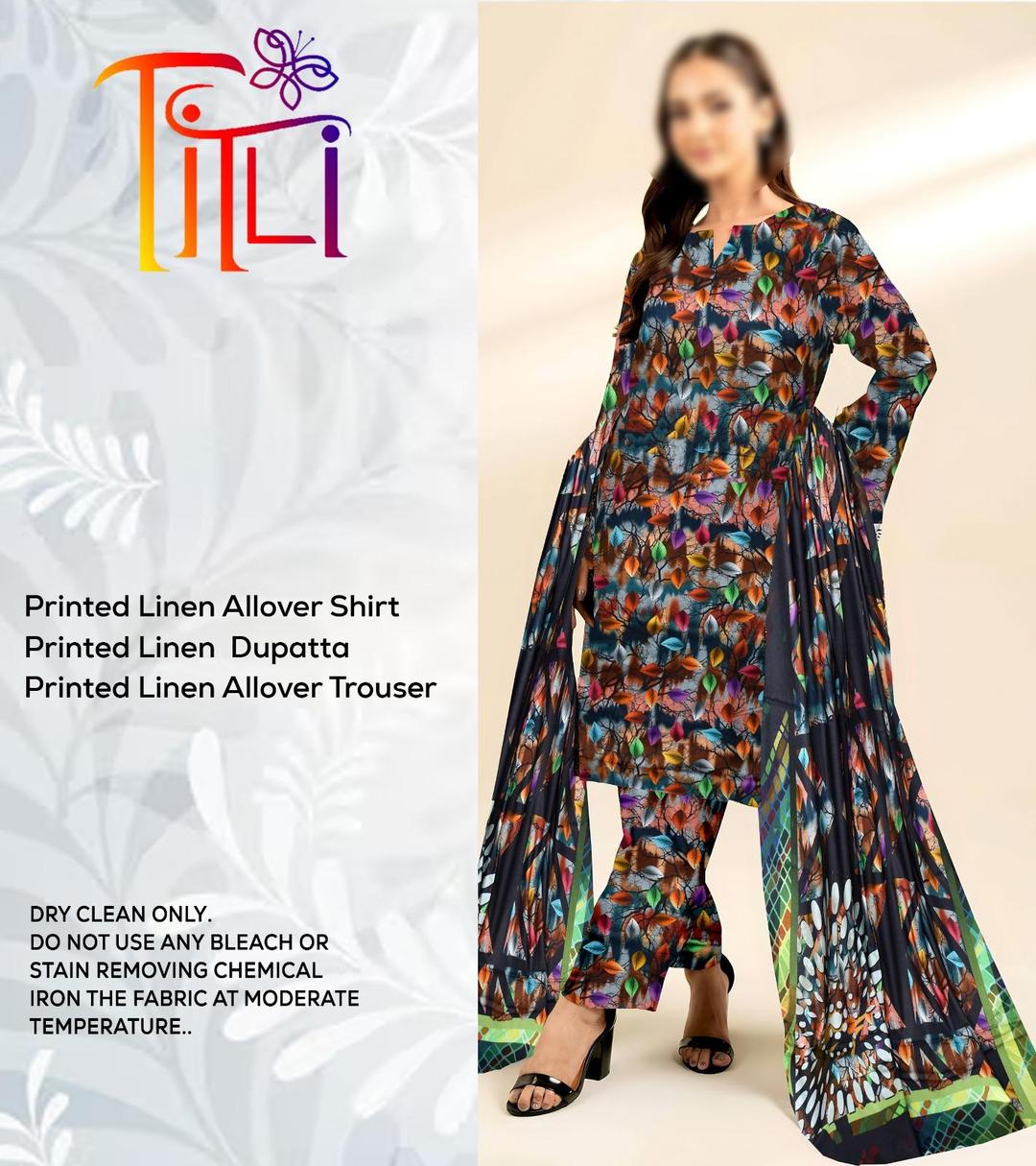 3 Pcs Women's Unstitched Linen Digital Print Suits