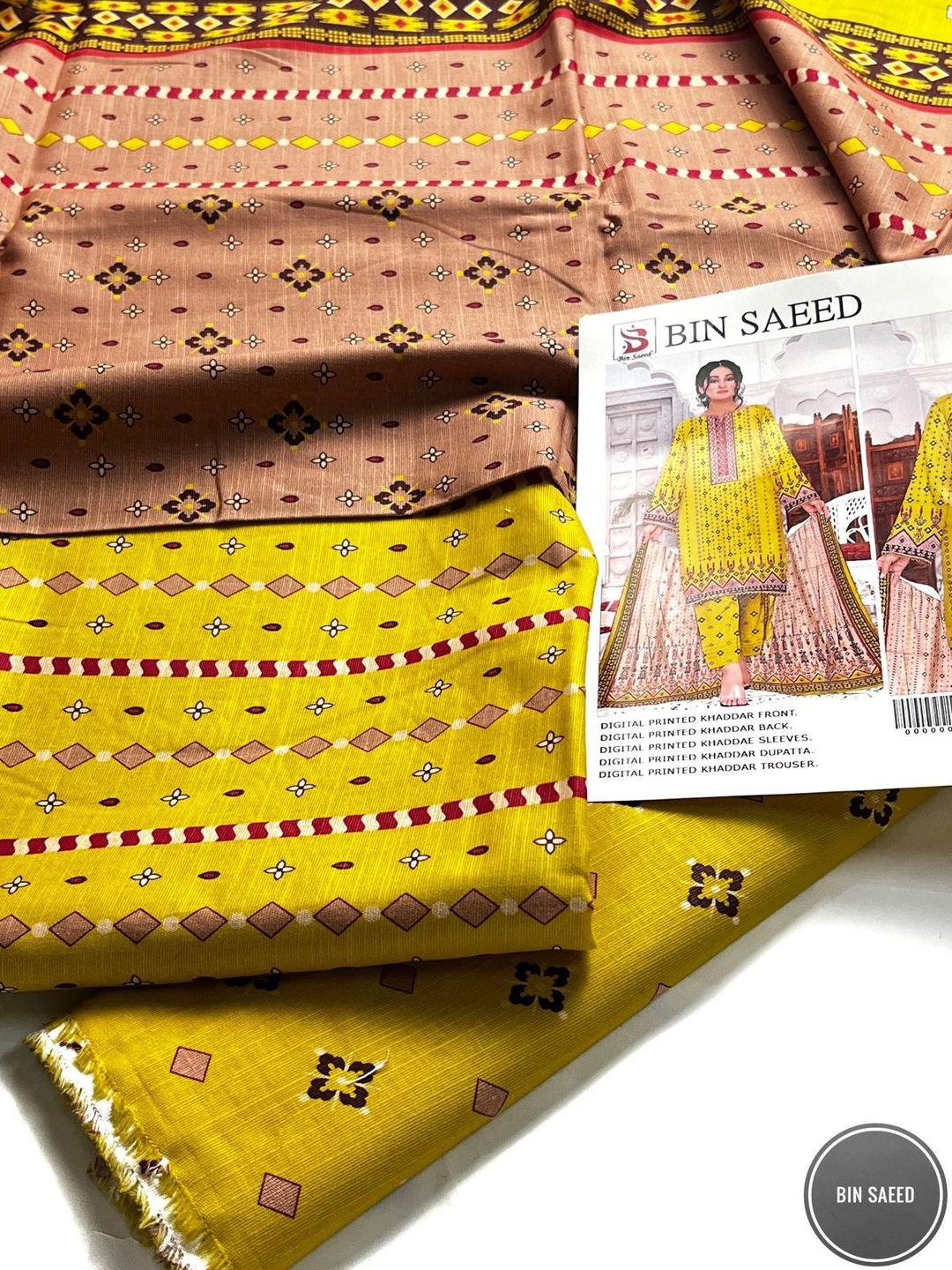 3 Pcs Women's Unstitched Khaddar Printed Suit (