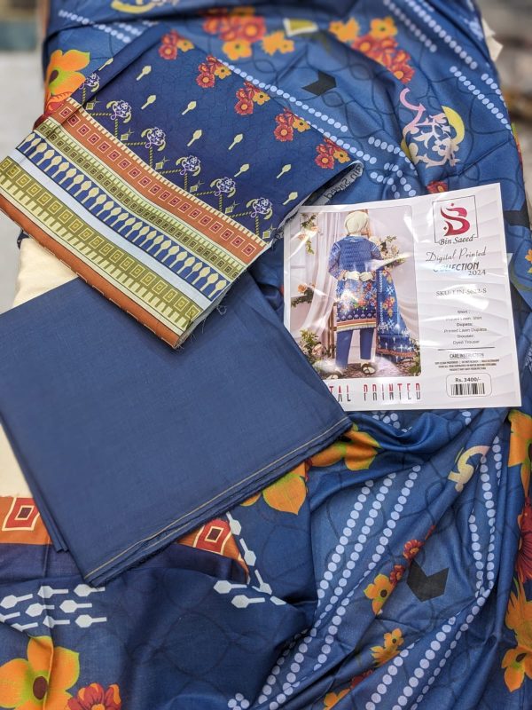 “bin Saeed Digital Printed Collection” 3pcs Lawn | Unstitched Collection Casual Wear