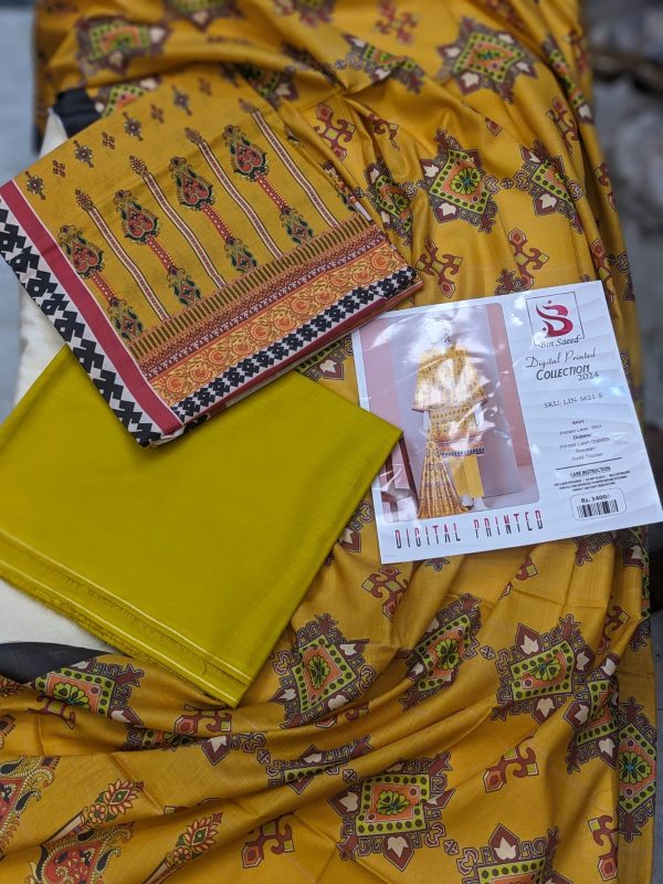 “bin Saeed Digital Printed Collection” 3pcs Lawn | Unstitched Collection Casual Wear