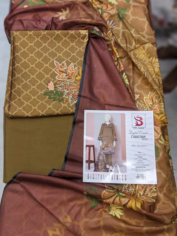 “bin Saeed Digital Printed Collection” 3pcs Lawn | Unstitched Collection Casual Wear