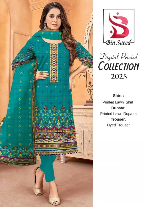 ✨ Bin Saeed ✨3 Piece Digital Printed Lawn Unstitched Suit New Collection 2025 For Womens