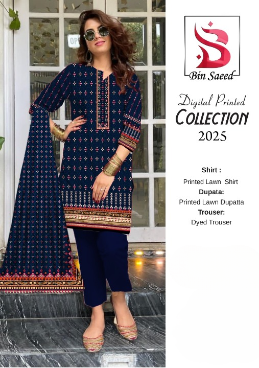 ✨ Bin Saeed ✨3 Piece Digital Printed Lawn Unstitched Suit New Collection 2025 For Womens