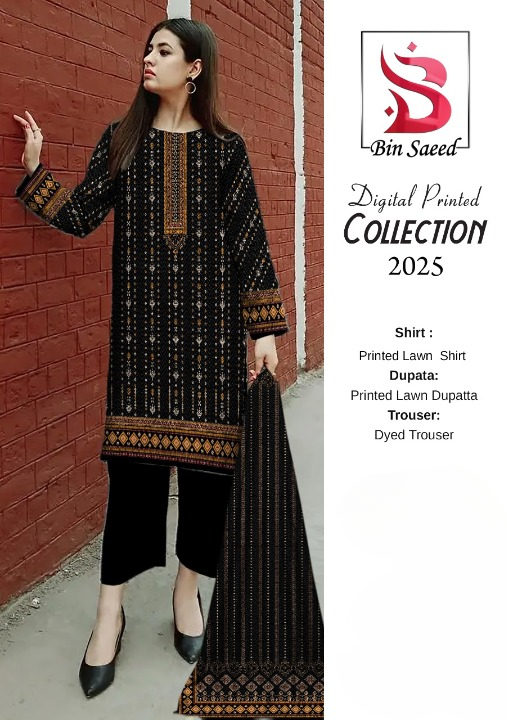✨ Bin Saeed ✨3 Piece Digital Printed Lawn Unstitched Suit New Collection 2025 For Womens