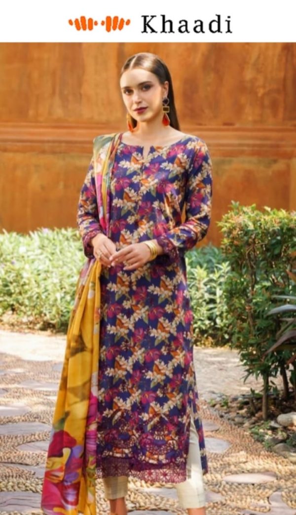 ✨ Khaadi Brand ✨ 3 Piece Digital Printed Lawn Unstitched Suit New Collection 2025 For Womens